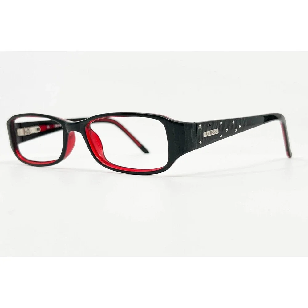 Guess Eyeglasses Frames Womens Black Red GU 1564 BLKRD Rhinestone 52-16-135